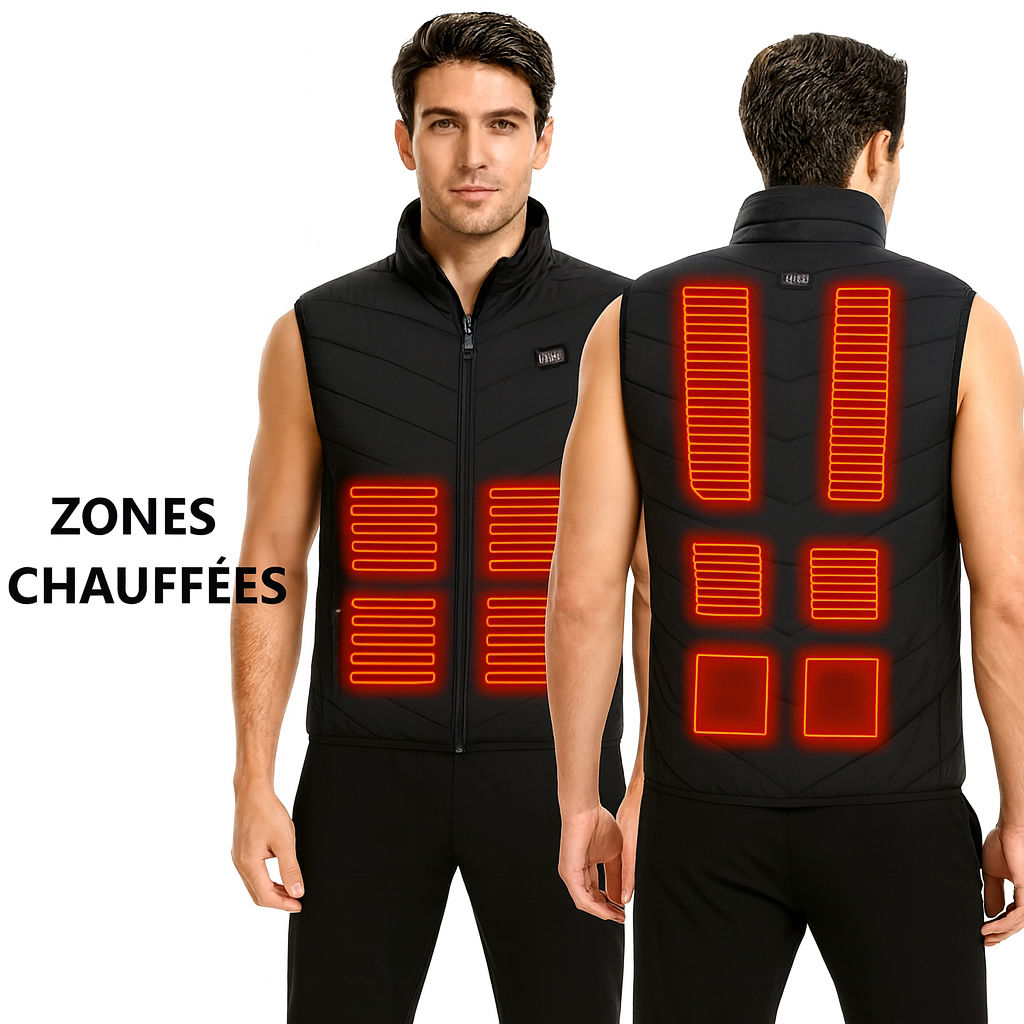 Gilet Chauffant Unisexe – 17 Zones & 3 Niveaux de Chaleur