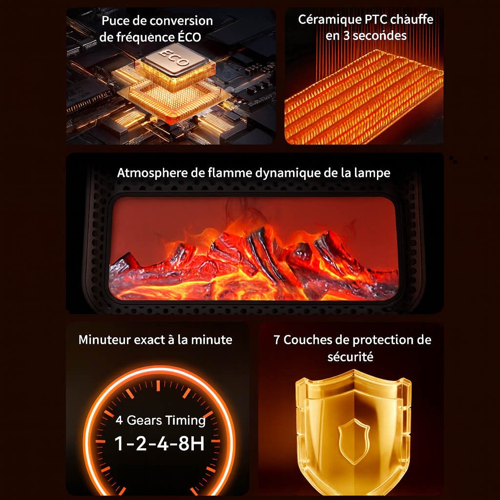 Chauffage d’Appoint 1000 W – Céramique PTC & Oscillation